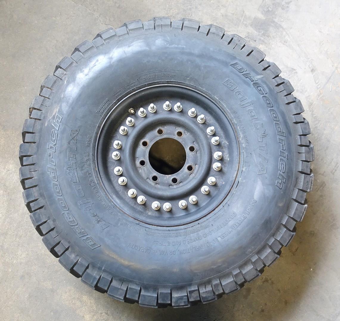 BF Goodrich Baja T/A 37x12.50R16.5 LT Tire Mounted on 24 Bolt Rim Wheel